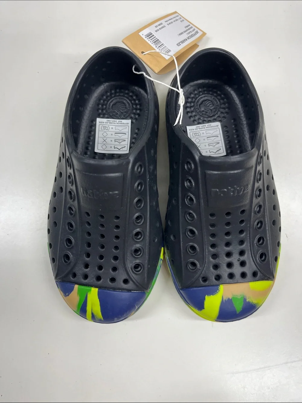 NWT Native Jefferson Marbled Shoes Jiffy Black Grasshopper Green Size C8
